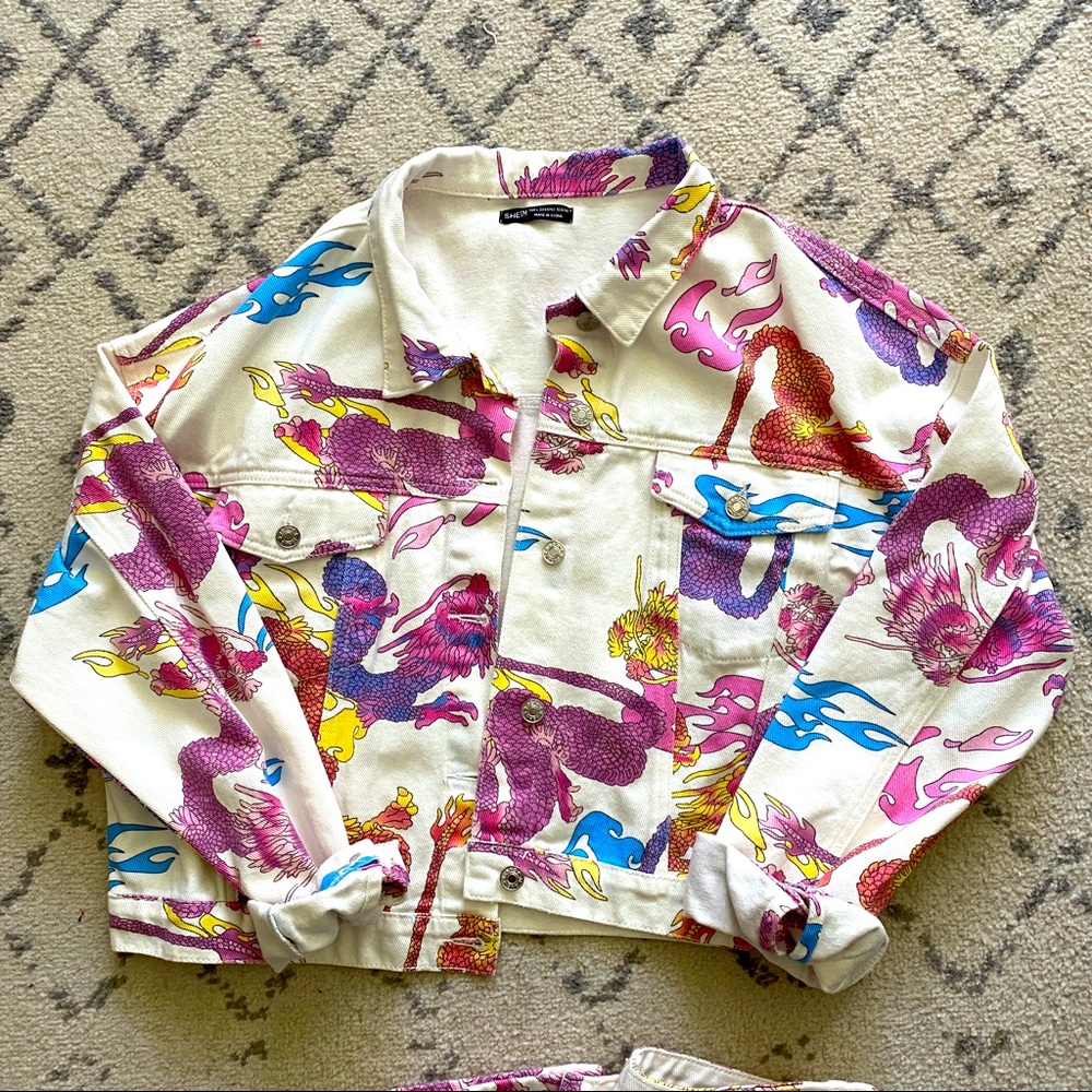 Dragon pattern denim jacket